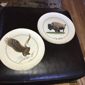 Ghent American Bald Eagle & Bison 1st Edition Plates SET Bicentennial Fraci